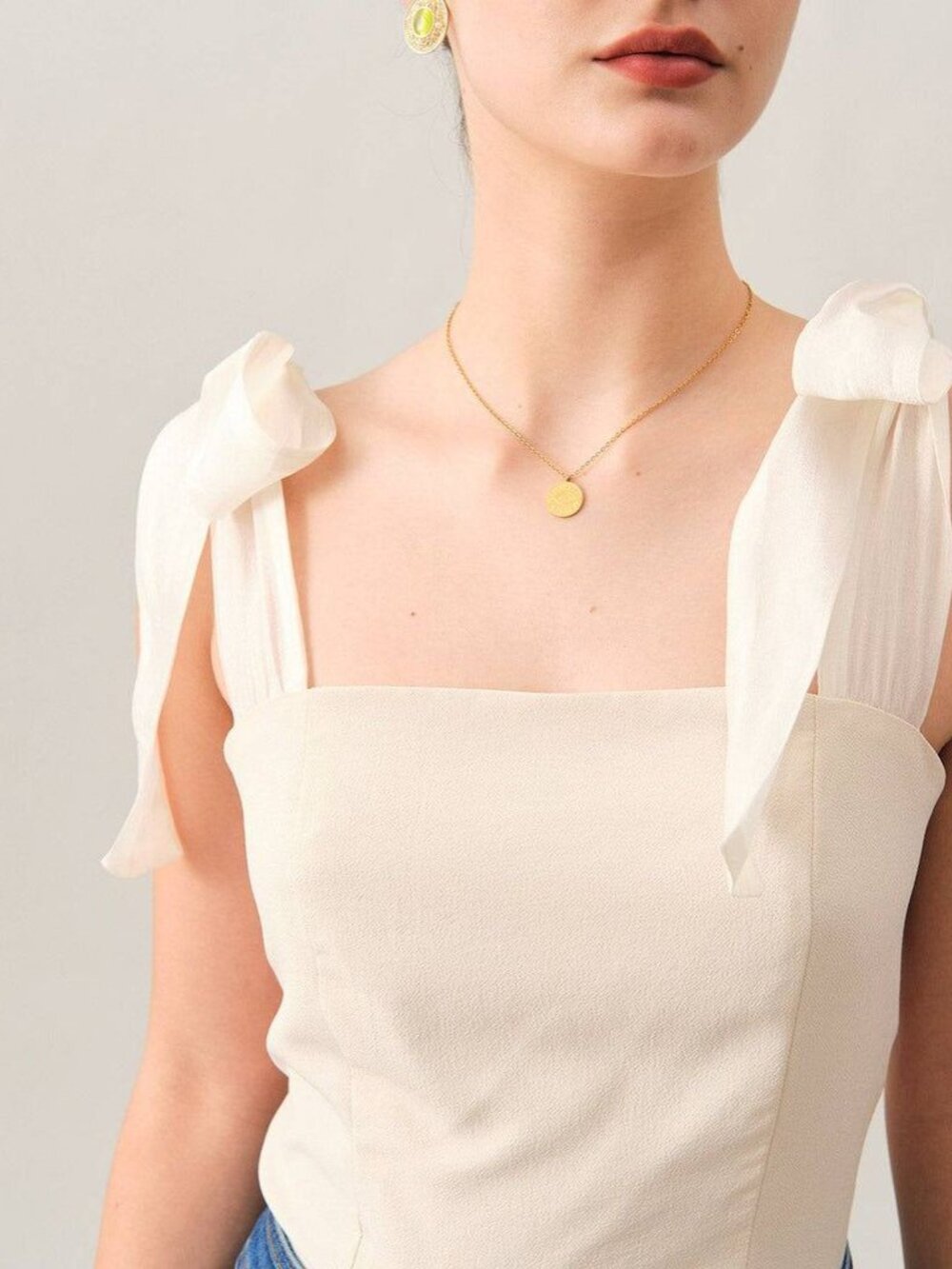RIHOAS | The Tie Strap Solid Cami Top | Beige - Beige - XL